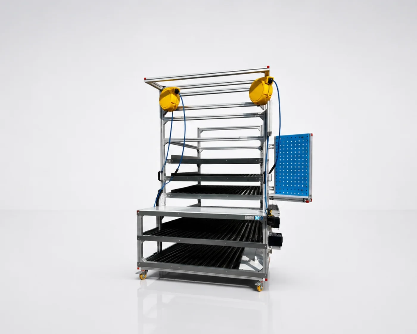 Carrello alimentato con rulliere in alluminio