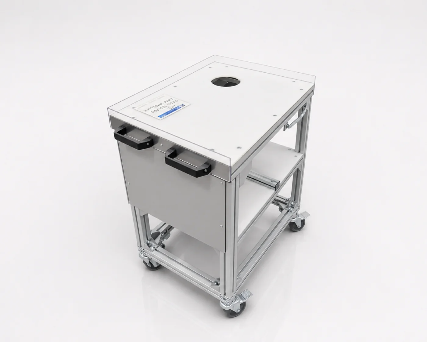 Carrello contenitore chiuso in alluminio