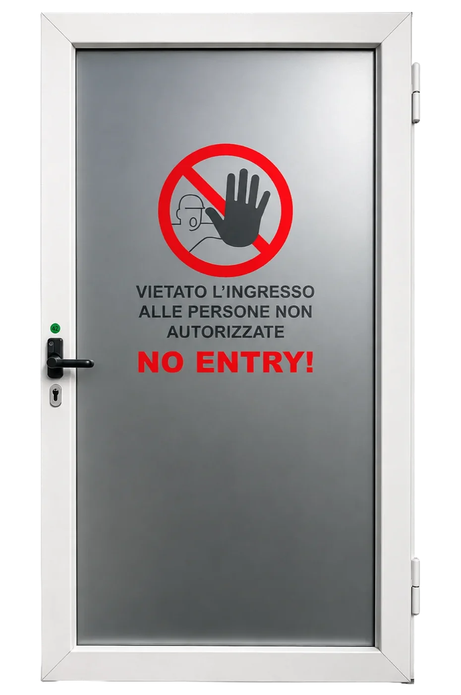 Porta con adesivo di divieto d'ingresso personalizzato